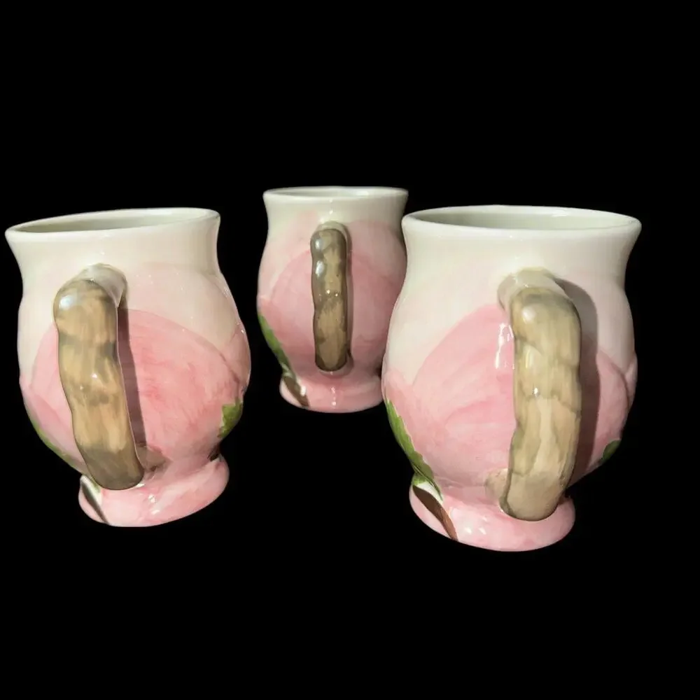 Vintage Franciscan Made in Portugal DESERT ROSE Three (3) Sculpted Mugs - Picture 4 of 5